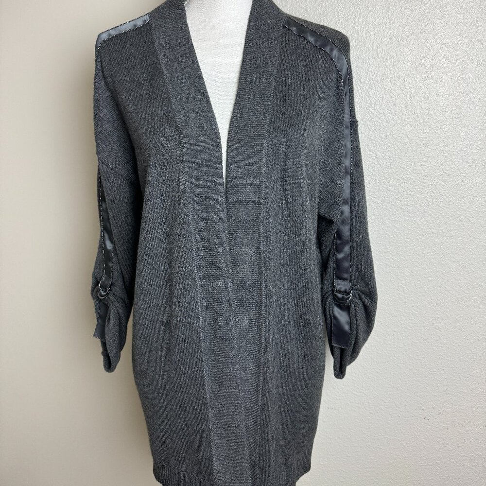 White House Black Market Sweater Open Cardigan Gray Size L Like NEW
